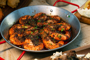 Cooked shrimps on a plate