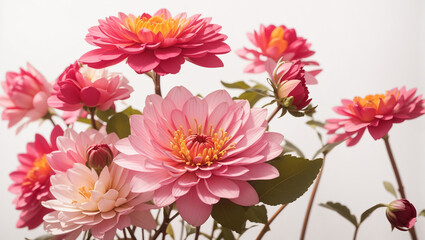 A pink dahlia is in full bloom