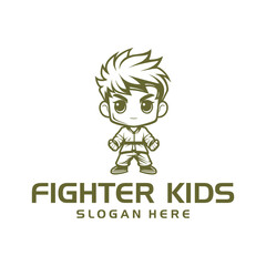 Fighter kid, mascot logo vector illustration