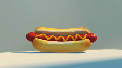a cartoon hotdog, image with blue background and copyspace