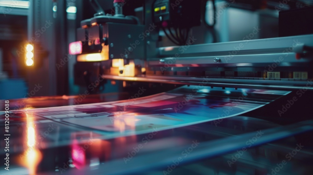 Aufkleber A large print machine in operation, suitable for design and technology concepts