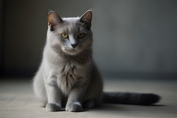 Naklejka premium Gray cat sitting