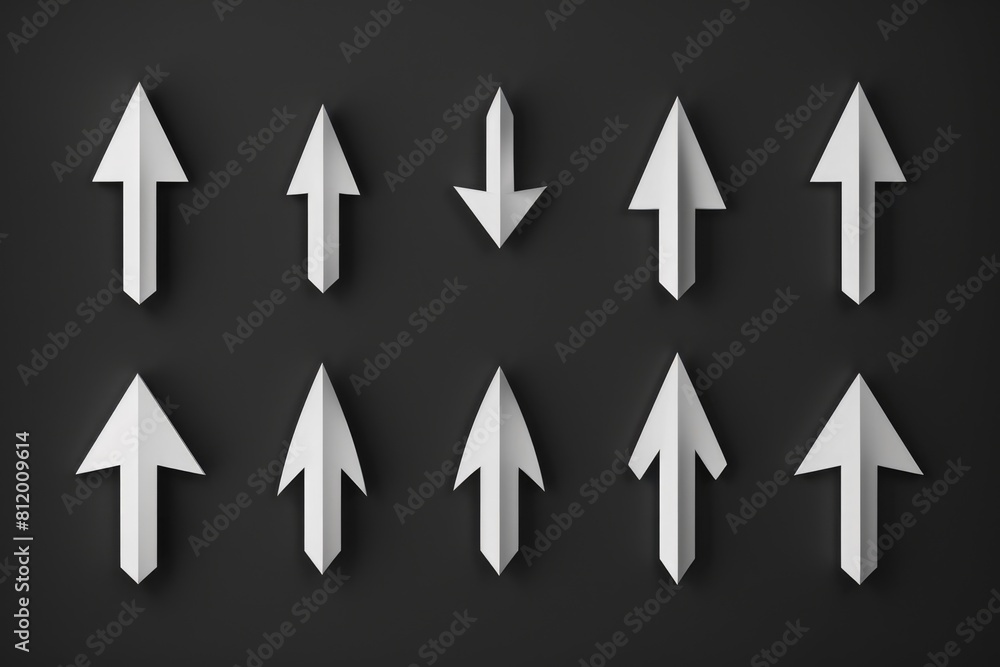 Poster paper arrows pointing in different directions, suitable for business concepts