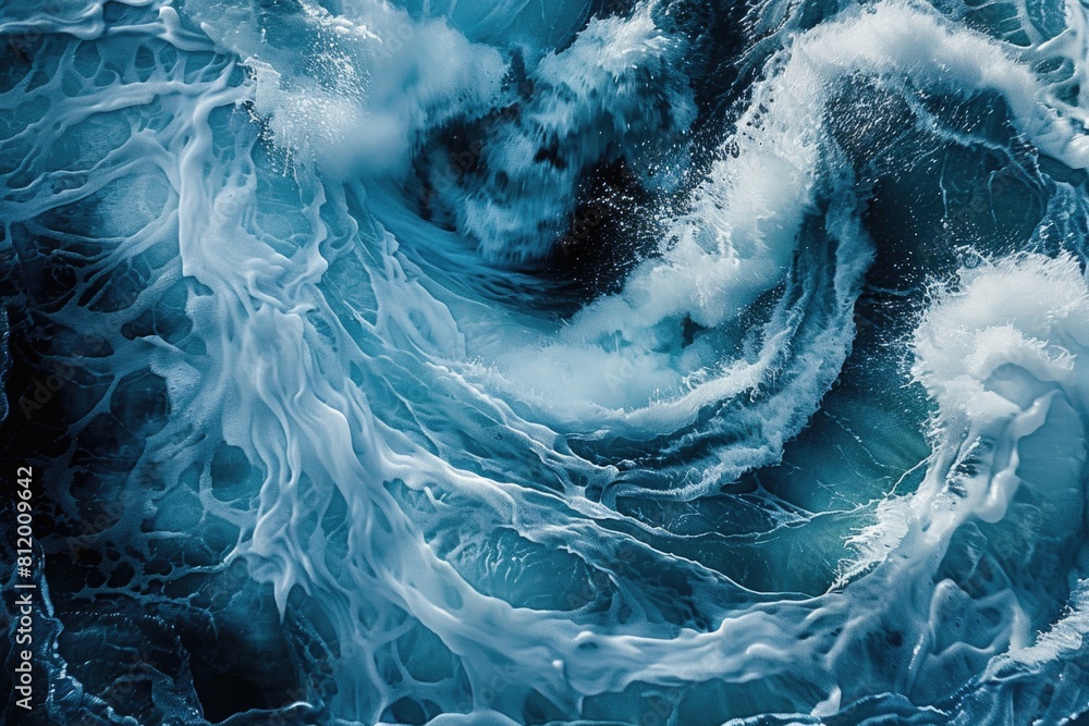 Poster close up of a powerful wave in the ocean, perfect for nature backgrounds