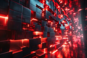 Fototapeta premium Glowing Red and Black Cubes