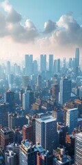 Fototapeta premium A Metropolis with Towering Skyscrapers and Busy Streets