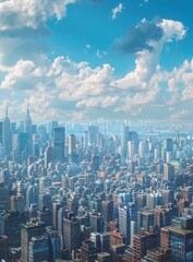 Naklejka premium New York Cityscape with Clouds
