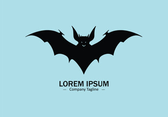 Logo of a bat icon silhouette design on sky color background