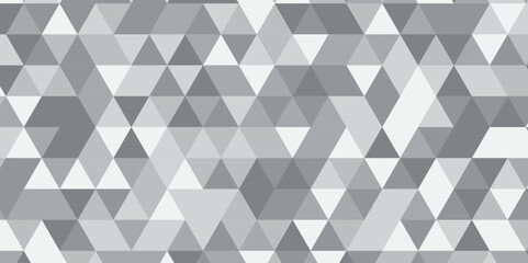 Obraz premium Abstract geometric white and gray background seamless mosaic and low polygon triangle texture wallpaper. Triangle shape retro wall grid pattern geometric ornament tile vector square element.
