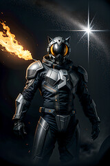 Naklejka premium AI, Man in space