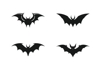 Logo of a bat set icon silhouette design on white background