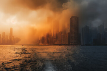 sunset over the city