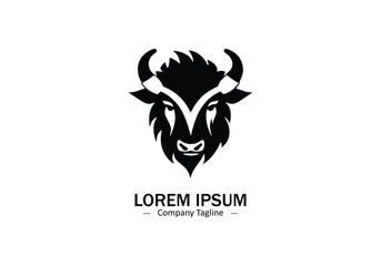 Logo of a bison icon silhouette design on white background © Saim Art