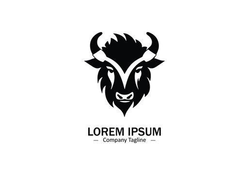 Logo of a bison icon silhouette design on white background