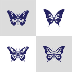 Logo of a butterflies set icon silhouette design on white background