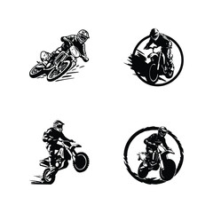 Logo of a dirt mud bike icon silhouette design on white background