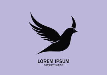 Logo of a dove icon silhouette design on light background