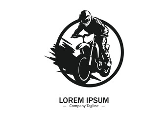 Logo of a motocross bike icon silhouette design on light background