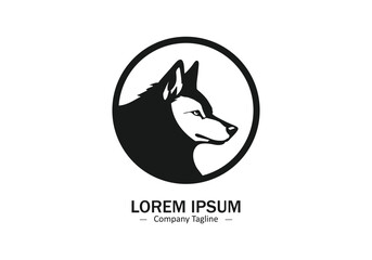 Logo of a wolf head icon silhouette design on white background