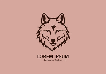 Logo of a wolf icon silhouette design on light background