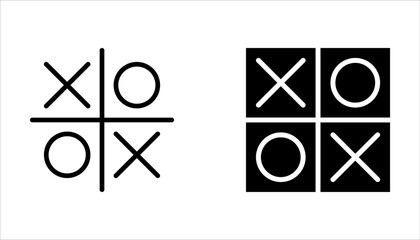 Tic tac toe icons set, noughts and crosses game on white background