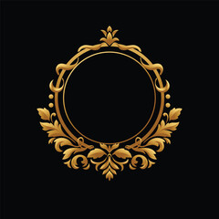 Elegant Circular Classic Decorative Floral Ornamental, golden color
