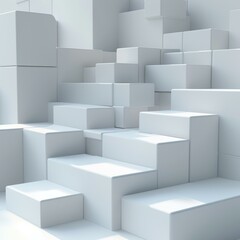 White abstract 3D geometric shapes
