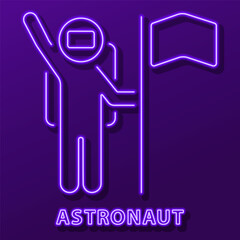 astronaut neon sign, modern glowing banner design, colorful modern design trend. Vector illustration.