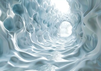 Obraz premium Ice cave with blue light shining through