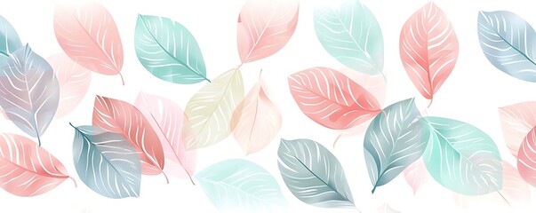 pastel leaf pattern on a isolated background