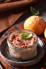 pate with fresh bread for appetizer