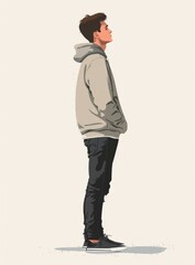 Naklejka premium Cool guy in a hoodie looking up