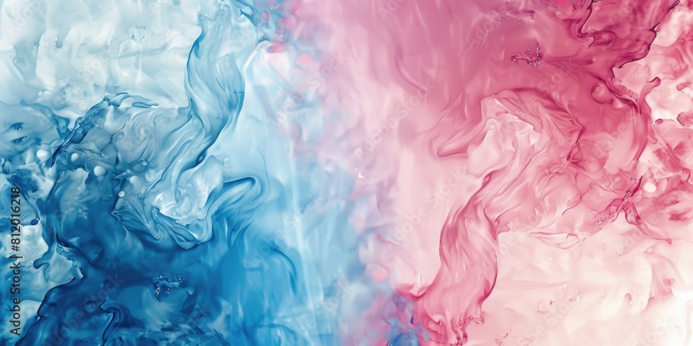 Poster Close up of two different colored liquids. Ideal for scientific or artistic projects