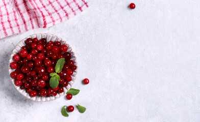 ripe organic red currant berry in a bowl