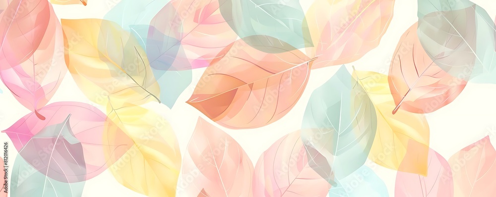 Poster pastel leaf pattern on a isolated background
