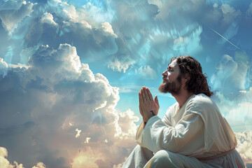 
Jesus praying, sky scene
