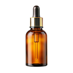 Fototapeta premium Amber glass cosmetic pipette dropper bottle isolated on white transparent background