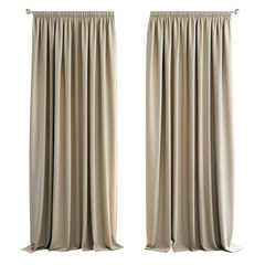Beige curtains isolated on white transparent background