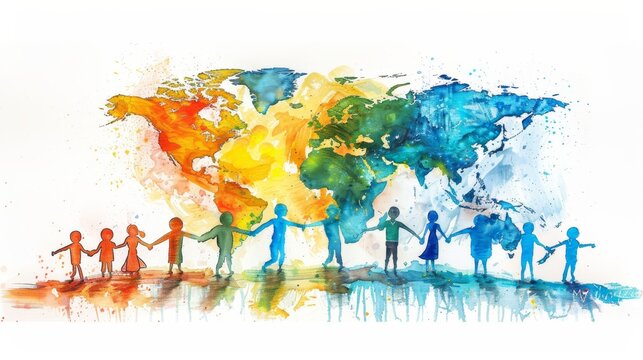Craft an image that symbolizes the unity and diversity of the global community