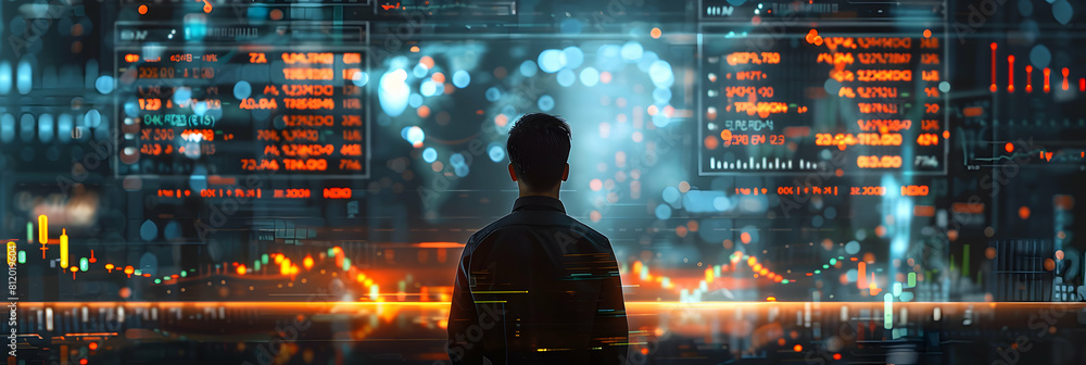 Poster photo realistic concept of a cryptocurrency analyst analyzing market data professional reviewing com