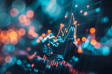 Market chart of business increase stock graph or investment financial data profit on growth money diagram with success diagram exchange information, AI generated