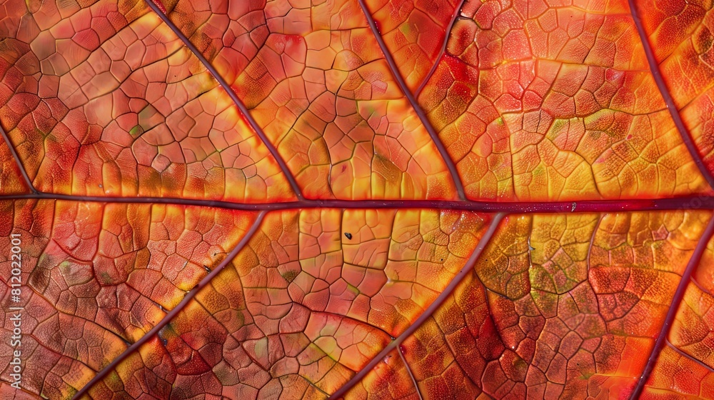 Poster close-up of a maple leaf with intricate veins during fall