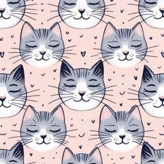 A pattern of cats with eyes close image harmony has illustrative meaning illustrator.