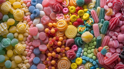 Fototapeta na wymiar Colorful candy assortment arranged in a playful display
