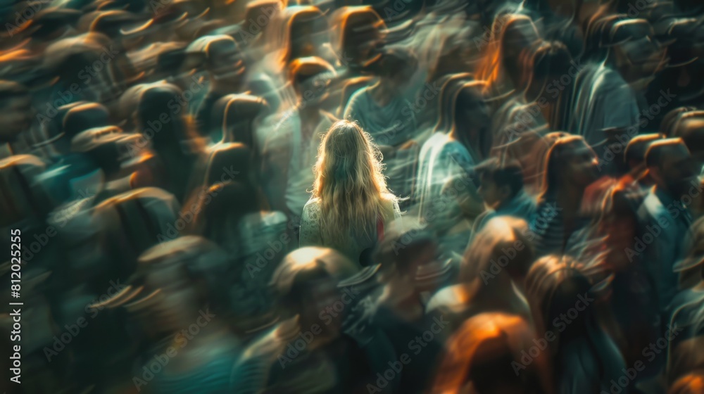 Aufkleber a large group of people standing in a crowd. suitable for various event concepts