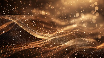 Glittering bronze waves with elegant shine on rich brown background