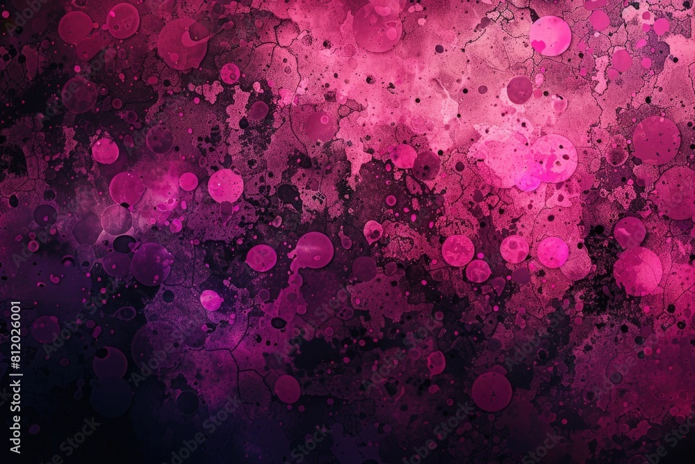Poster A vibrant pink and black background filled with bubbles. Perfect for adding a fun and playful touch to any design project
