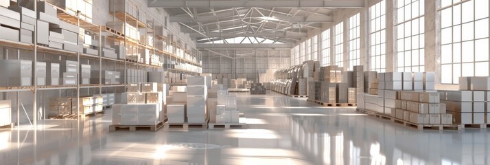 Organized warehouse interior showcasing abundant stock