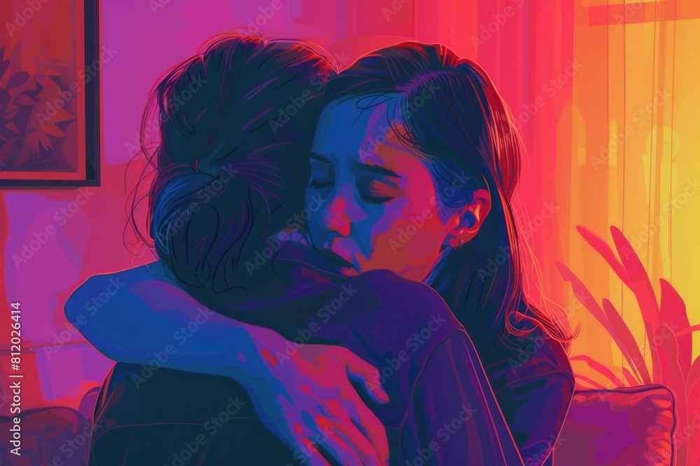 Poster a couple of people embracing each other. suitable for various concepts