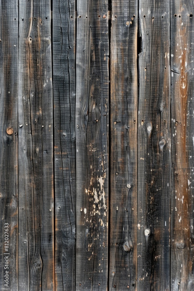 Poster detailed view of a wooden fence with peeling paint. suitable for background or texture use